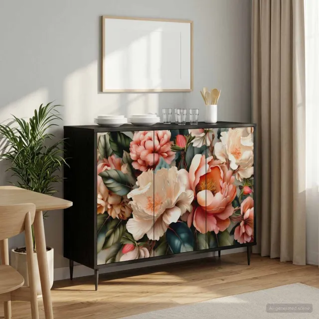vidaXL Dressoir BORNE Zwart eiken 102 x 33 x 76 cm Bewerkt hout, foto 2