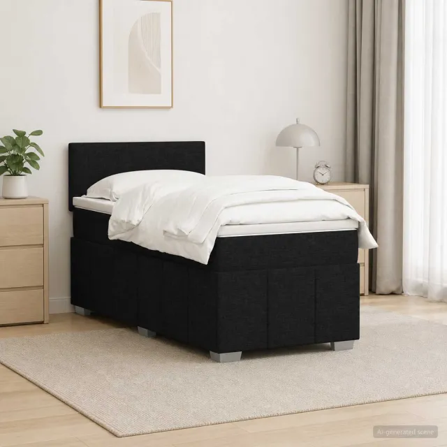 vidaXL Boxspringbed met matras met hoofdeinde Zwart 80 x 200 cm Stof