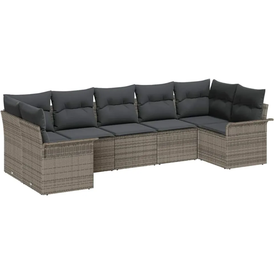 vidaXL Tuin Sofa Set 7 st Grijs Poly riet
