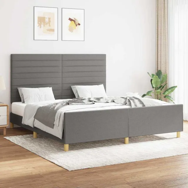 vidaXL Bedframe zonder matras stof donkergrijs 160x200 cm grijs