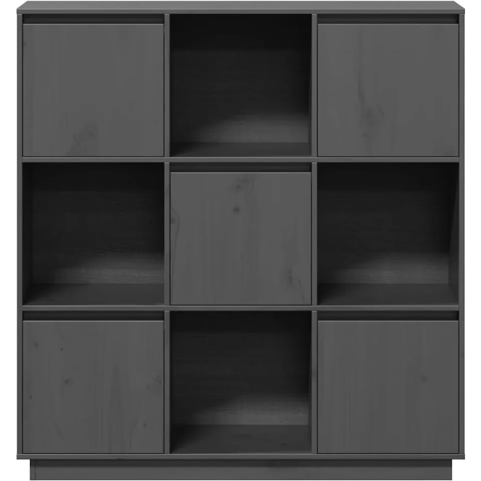 vidaXL Hoge kast 110,5x35x117 cm massief grenenhout grijs, foto 4