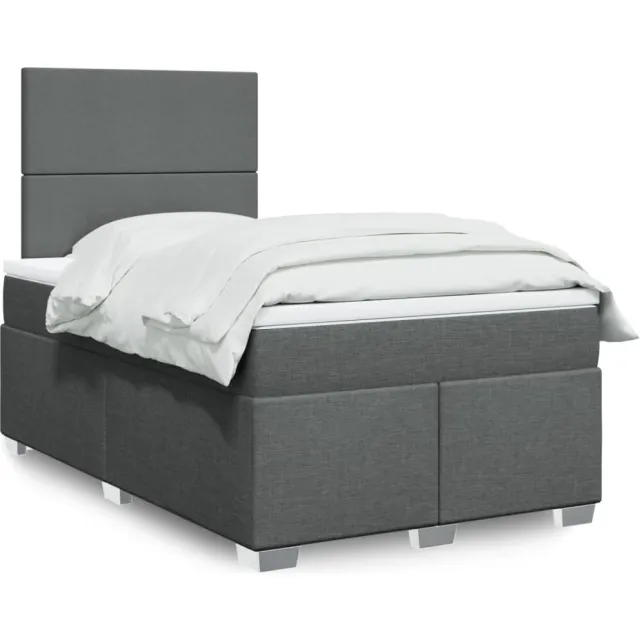 vidaXL Boxspring met matras stof donkergrijs 120x200 cm grijs