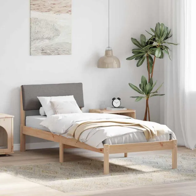 vidaXL Bedframe Bruin en taupe 75 x 190 cm Massief grenenhout
