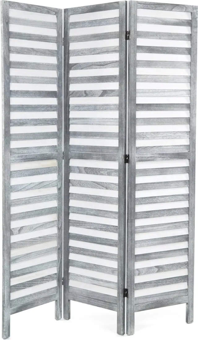 MARA Luxe Kamerscherm - 3 Panelen - Scheidingswand - Paravent - Kant en klaar - Hout - Grijs - 170 x 120 cm