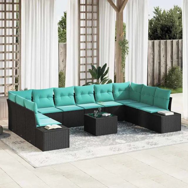 vidaXL Tuin Sofa Set 11 st Zwart poly rattan