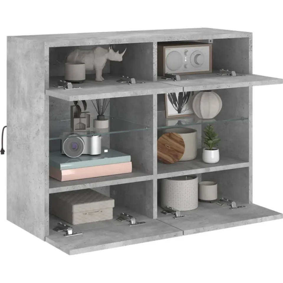 vidaXL Tv-wandmeubel met LED-verlichting 78,5x30x60,5 cm betongrijs