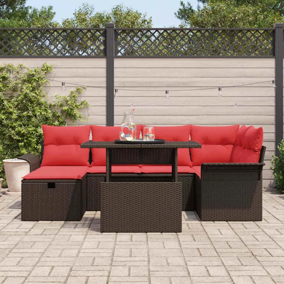 vidaXL Tuin Sofa Set 7 st Bruin poly rattan, foto 3