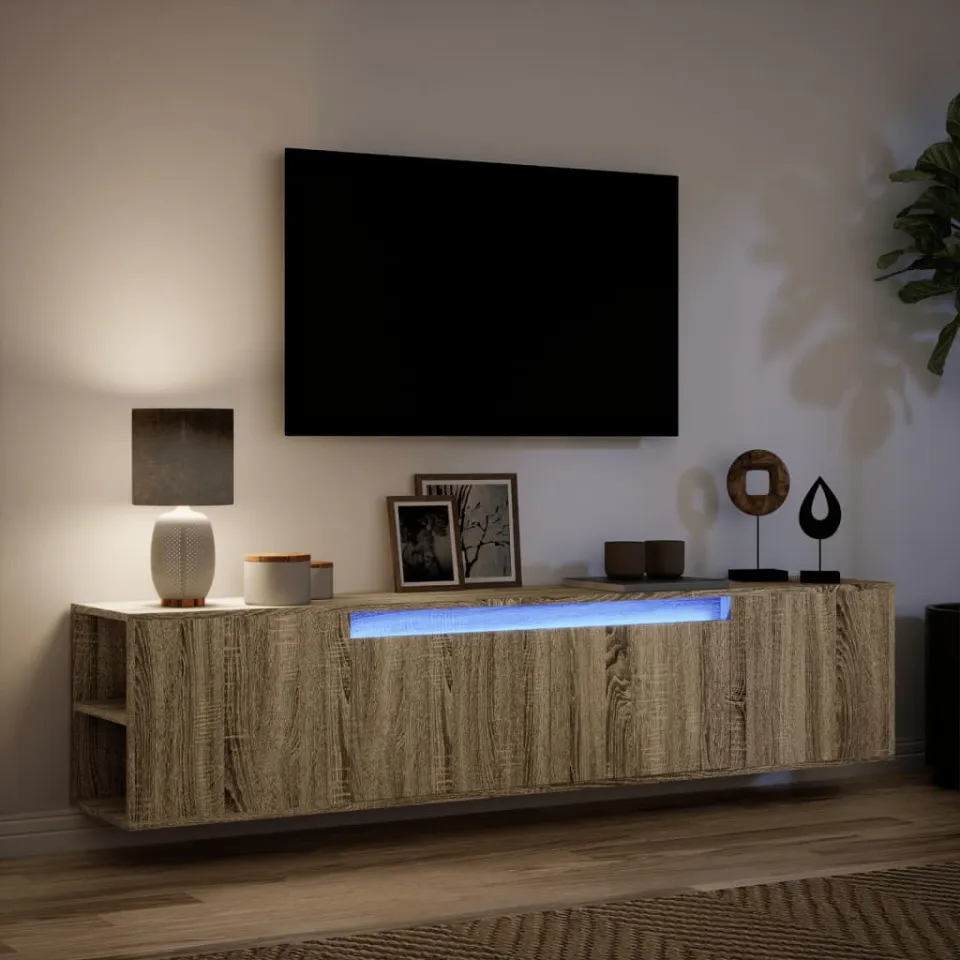 vidaXL Tv-wandmeubel met LED-verlichting 180x31x39,5 cm sonoma eiken, foto 4