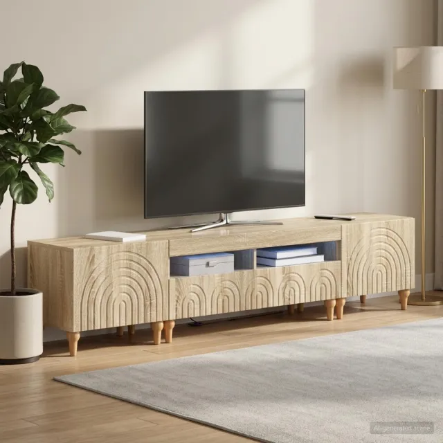 vidaXL 3-delige LED TV-kast Sonoma Eiken Bewerkt hout Bruin