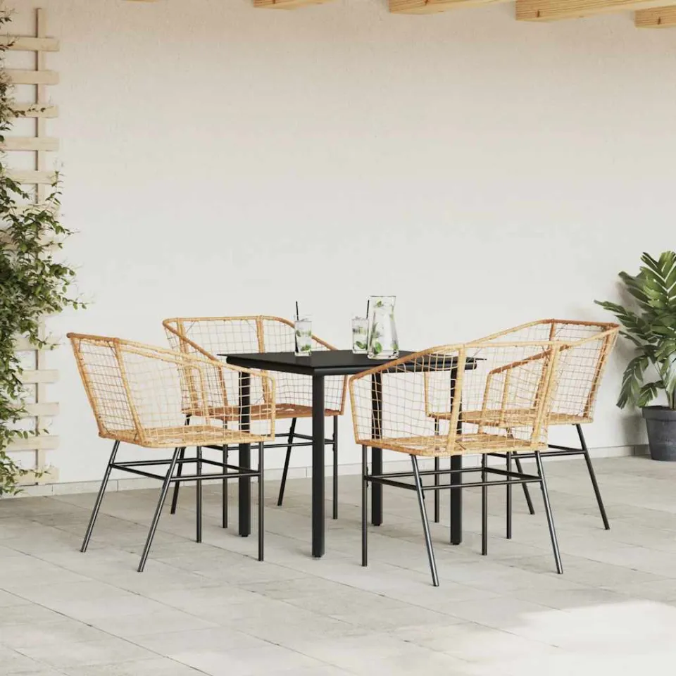 vidaXL 5-delige Tuinset poly rattan glas bruin, foto 3