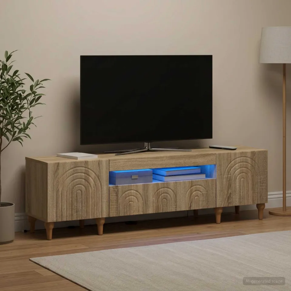 vidaXL LED tv-meubel ALKMAAR 153 x 35 x 43 cm Sonoma Eiken, foto 4