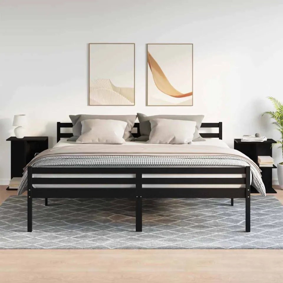 vidaXL Nachtkastjes 2 st 46,5x29x61 cm bewerkt hout zwart eikenkleur, foto 2