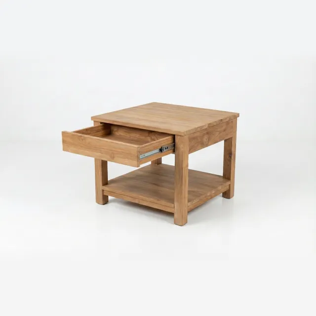 teakea Cube - Teak Bijzettafel | 60 x 45 (h) cm Multikleur