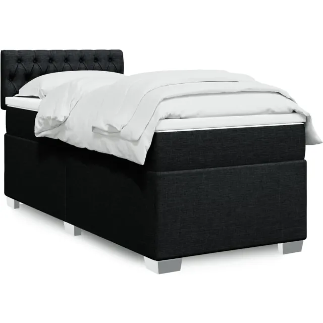 vidaXL Boxspring met matras stof zwart 80x200 cm