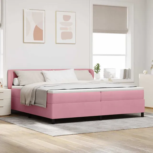 vidaXL Boxspringbed met hoofdeinde Roze 200 x 200 cm Fluweel