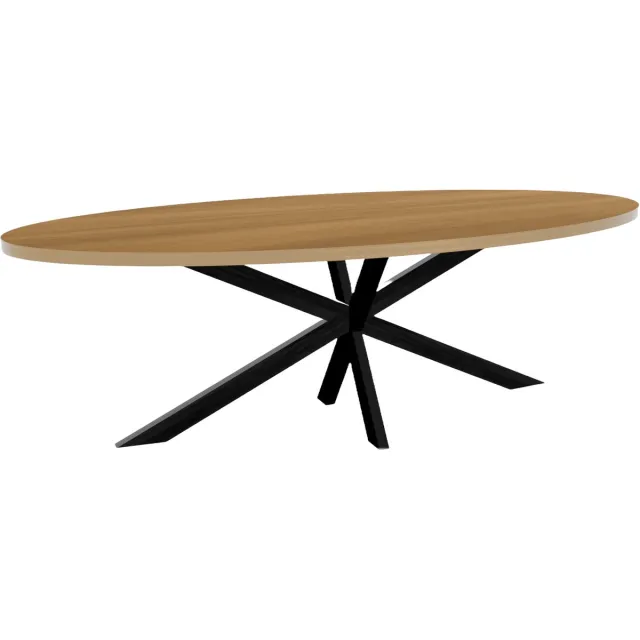 Lizzely Garden & Living Eettafel ovaal melamine 240cm Tommy lichtbruin ovale tafel