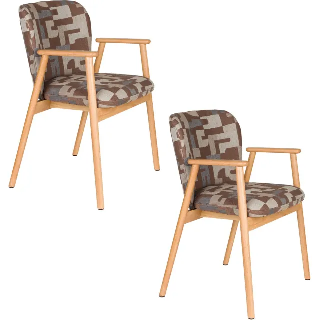 Housecraft Living Kenna Eetkamerstoelen met armleuning bruin - Set van 2