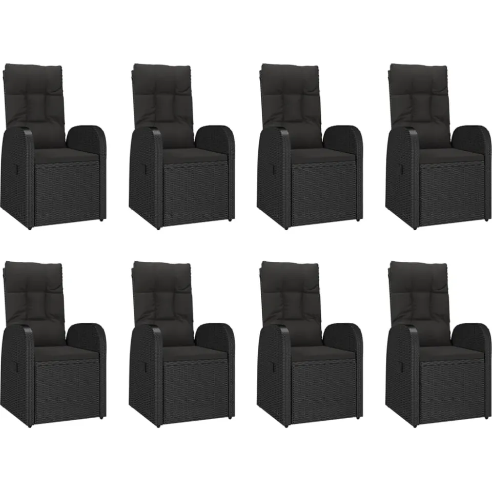 vidaXL 9-delige Tuinset poly rattan zwart, foto 3