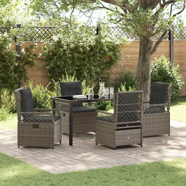 vidaXL Tuin eettafelset 5 st Grijs poly rattan