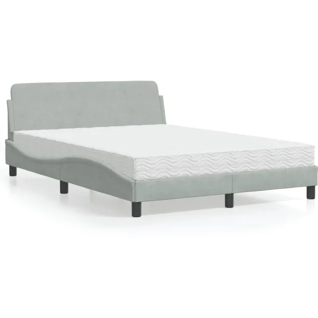 vidaXL Bed met matras "Dover" fluweel lichtgrijs 140x190 cm