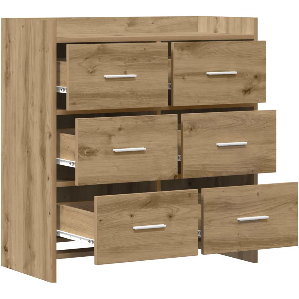 vidaXL Dressoir Artisanaal eiken 75 x 33 x 80 cm Bewerkt hout, foto 4