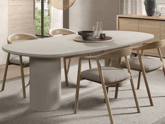 Mobistoxx DURDEN ovale eettafel 230 cm wit cementex