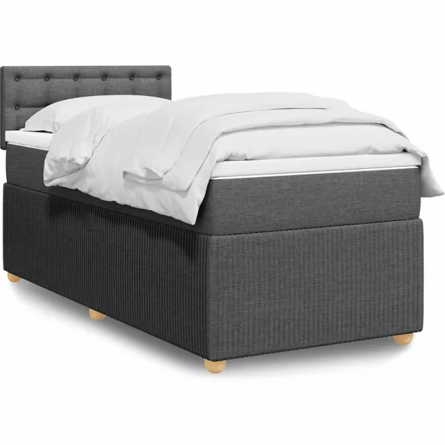 vidaXL Boxspring met matras stof donkergrijs 100x200 cm grijs