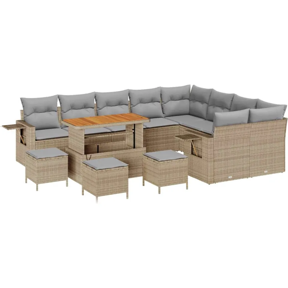 vidaXL Tuinbankenset 13 st Beige poly rattan