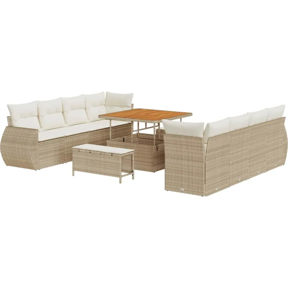 vidaXL Tuin Sofa Set 11 st Beige poly rattan