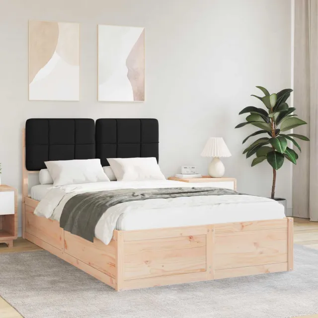 vidaXL Bedframe met Gevoerd Hoofdgedeelte Zwart 120 x 200 cm