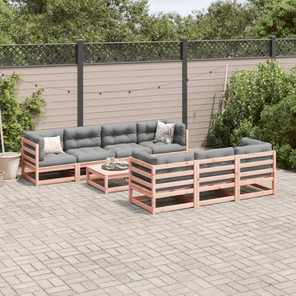 vidaXL 8-delige Loungeset met kussens massief douglas vurenhout bruin, foto 2