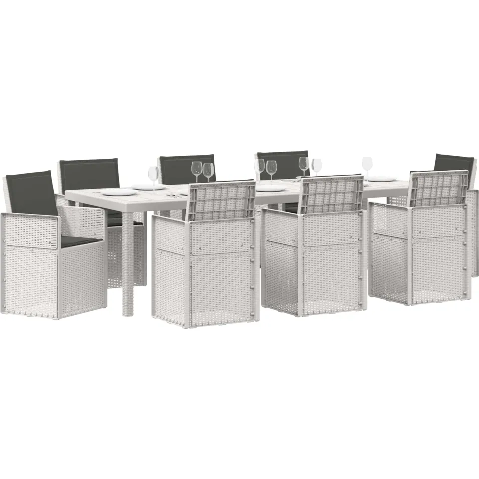 vidaXL Tuin eettafelset 9 st Wit en antracietkleurig PP