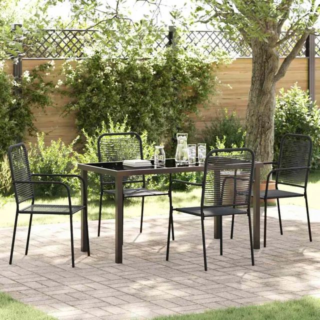 vidaXL Tuin eettafelset 5 st Zwart Gepoedercoat staal, foto 2