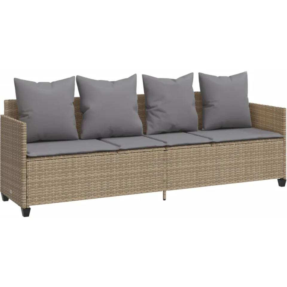 vidaXL 5-delige Loungeset met kussens poly rattan beige