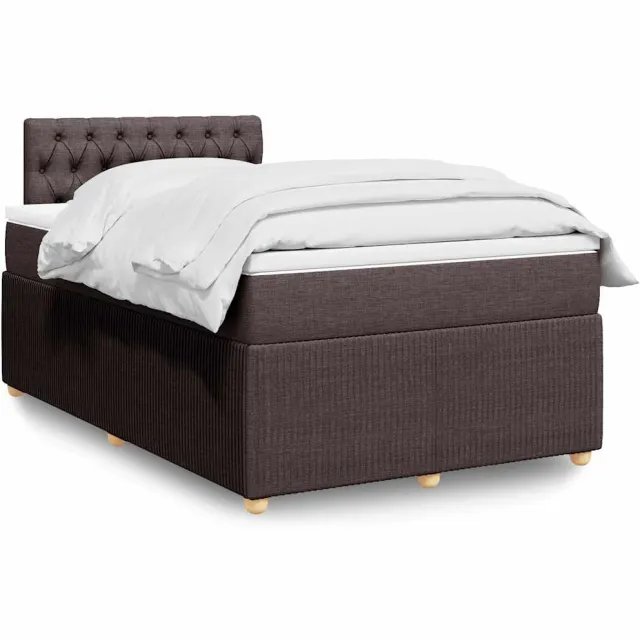 vidaXL Boxspring met matras stof donkerbruin 120x200 cm bruin