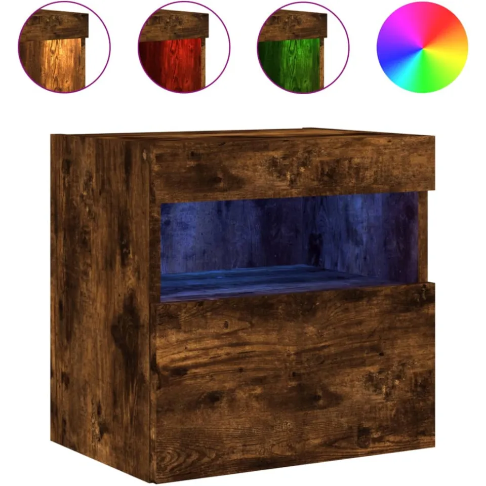 vidaXL Tv-wandmeubel met LED-verlichting 40x30x40 cm gerookt eiken Bruin
