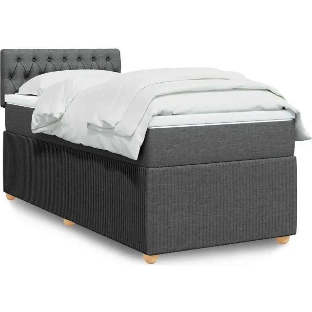 vidaXL Boxspring met matras stof donkergrijs 90x200 cm grijs
