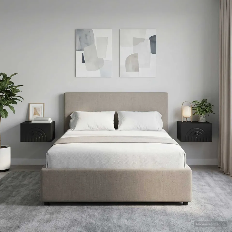 vidaXL Wandbeugel Bedkast 2 st Zwart 33 x 34,5 x 20 cm Bewerkt hout, foto 4