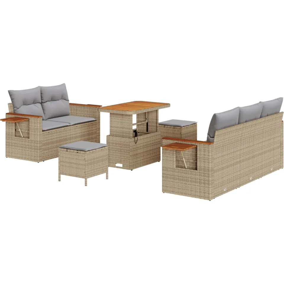 vidaXL Tuinbankenset 8 st Beige poly rattan