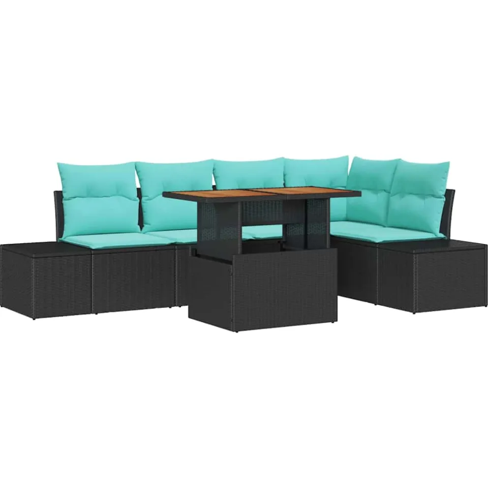 vidaXL Tuin Sofa Set 6 st Zwart Poly riet