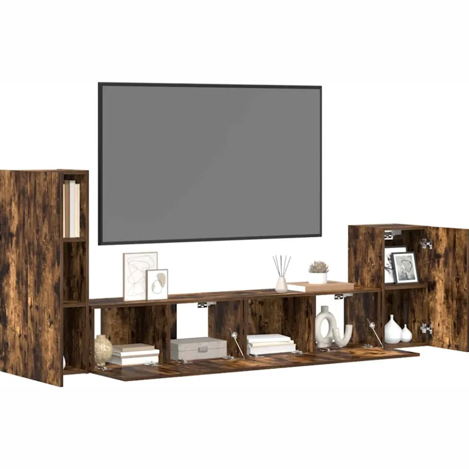 vidaXL 4-delige Tv-meubelset bewerkt hout gerookt eikenkleurig, foto 3