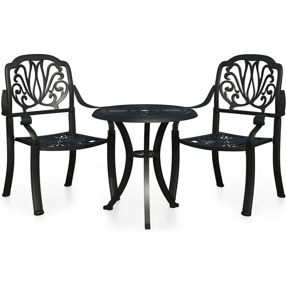 vidaXL 3-delige Bistroset gietaluminium zwart, foto 3