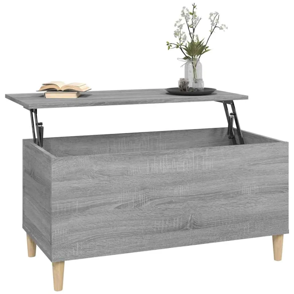 vidaXL Salontafel 90x44,5x45 cm bewerkt hout grijs sonoma eikenkleurig, foto 4