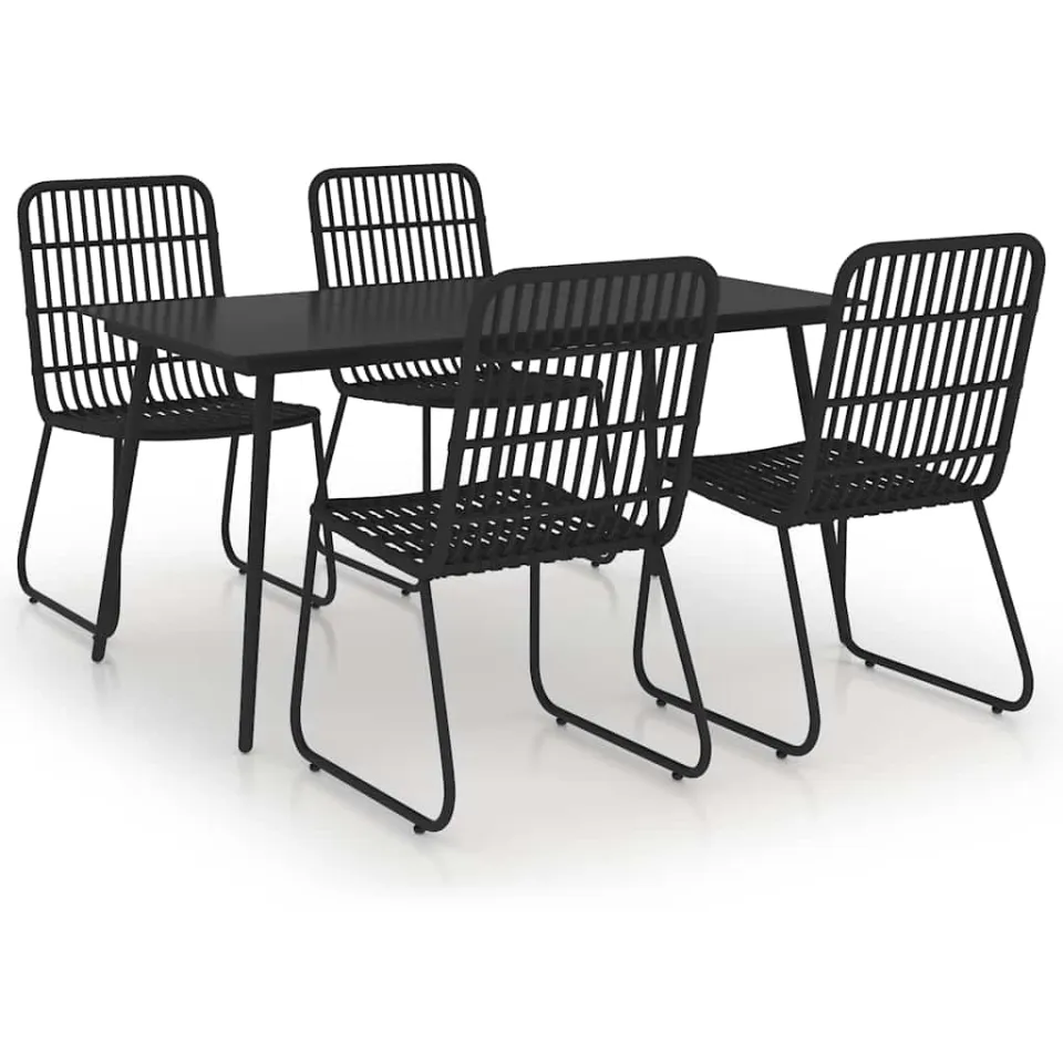 vidaXL 5-delige Tuinset poly rattan en glas zwart, foto 3