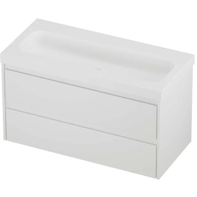 Proline Haga Badmeubelset Polystone Mezza 100x46x58 cm Mat White Mat Wit