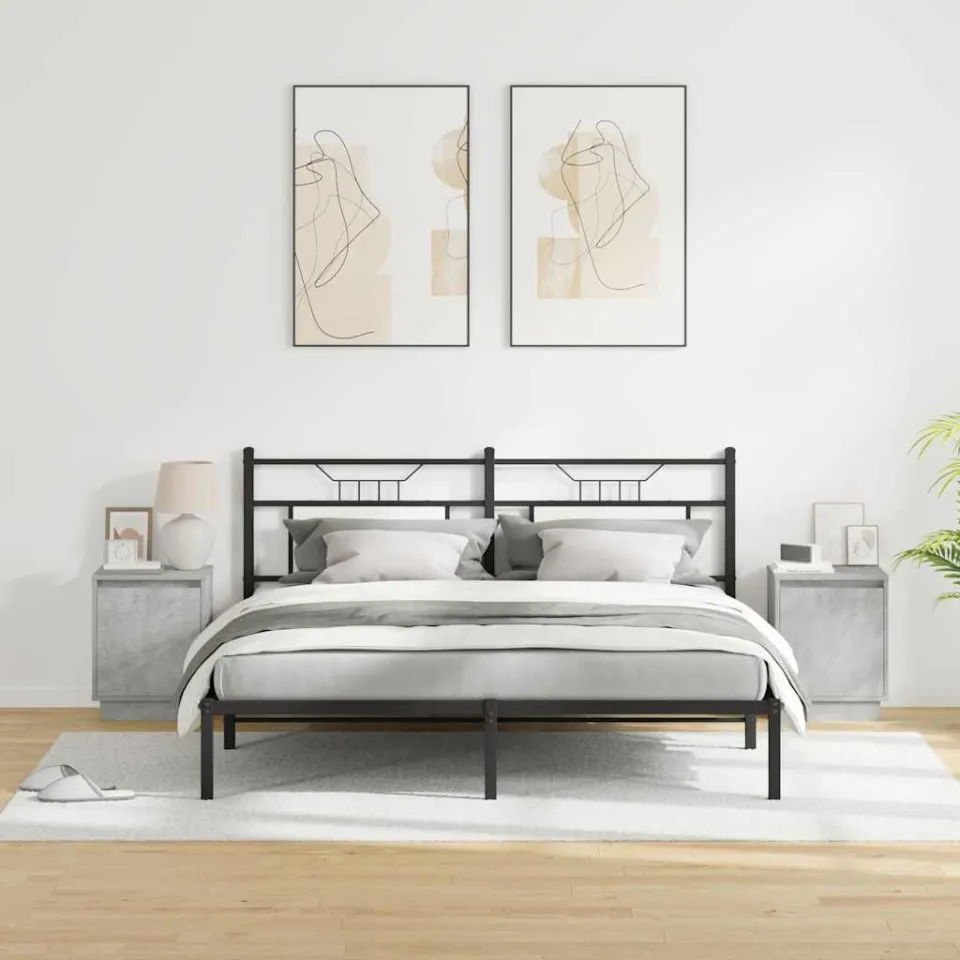 vidaXL Nachtkastje 2 st Beton Grijs 39 x 34,5 x 50 cm Bewerkt hout, foto 4