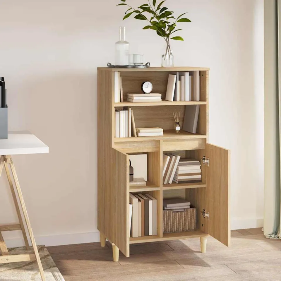 vidaXL Hoge kast Sonoma Eiken 60 x 36 x 110 cm Bewerkt hout, foto 3