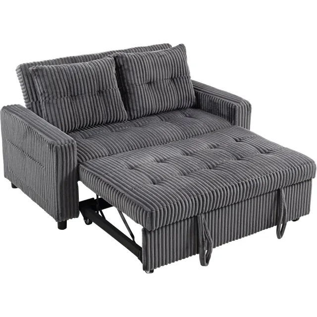 Homona 2-zits slaapbank - Met 2 kussens en zijvakken - 157 x 190 cm - Donkergrijs