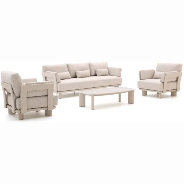 Bellagio tuinmeubelen Bellagio Battuello stoel-bank loungeset 4-delig Taupe