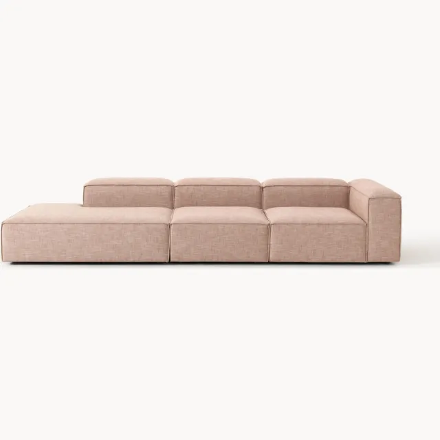 Westwing Collection Modulaire chaise longue Lennon van linnenmix Wijnrood